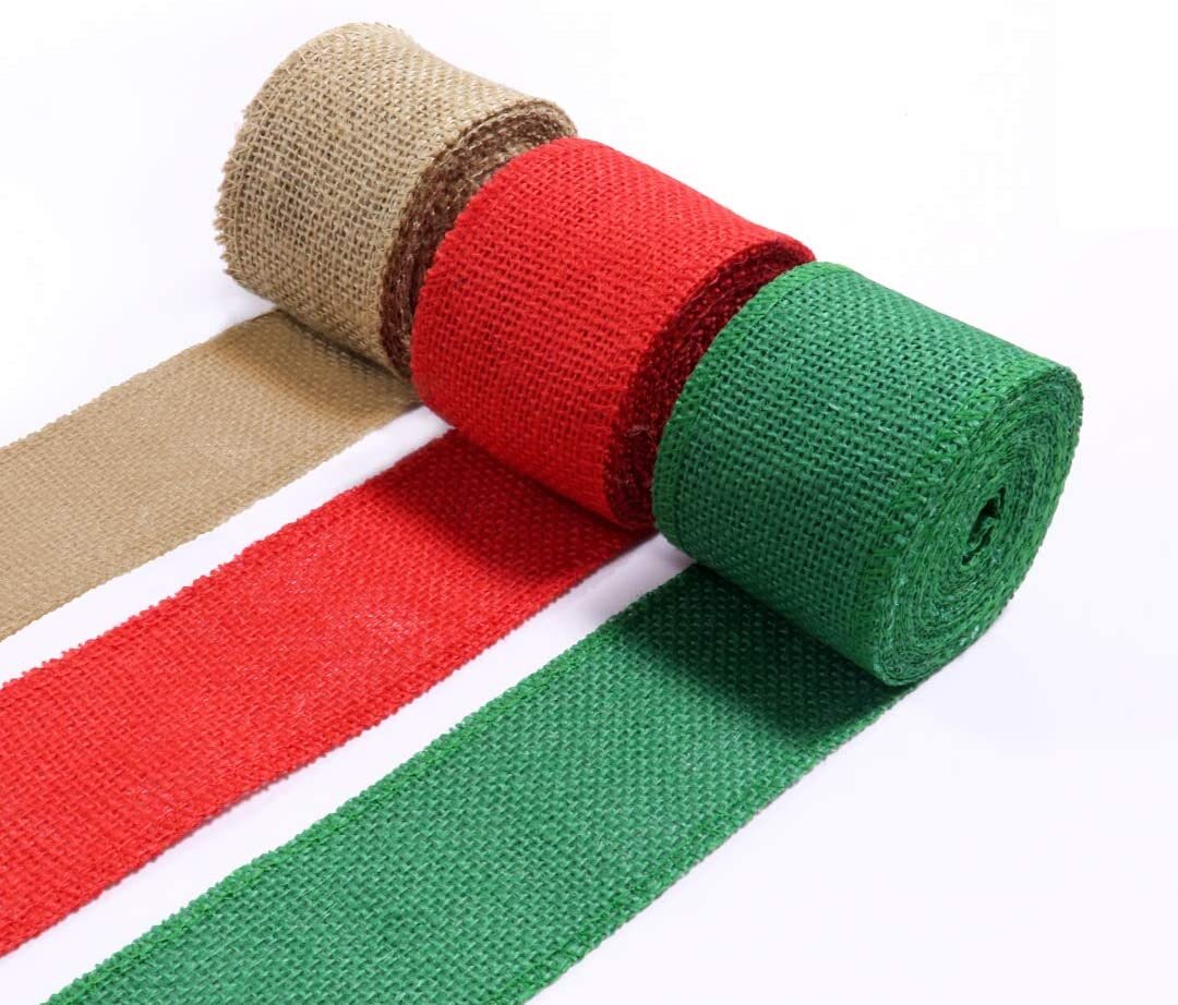 Amazon Christmas Burlap Ribbon - 3 Rolls