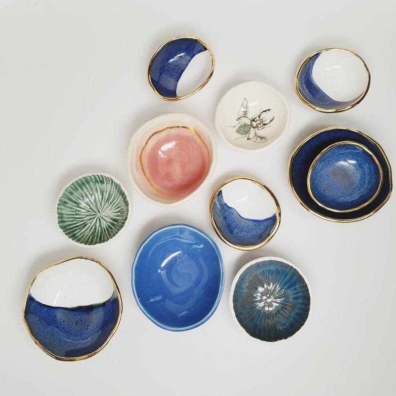 unique handmade ceramic jewerly catch-all plate/bowl/ring cone