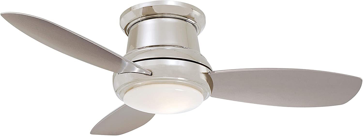 amazon Minka-Aire F518L-PN Concept II 44 Inch Ceiling Fan Flush Mount Ceiling Fan with integrated 14W LED Light in Polished Nickel Finish