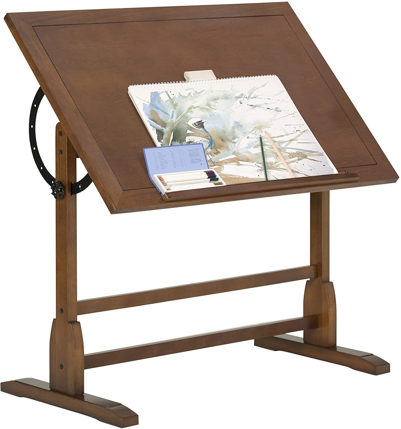 Vintage Rustic Oak Drafting Table, Top Adjustable Drafting Table Desk Studio Desk, 42''W x 30''D