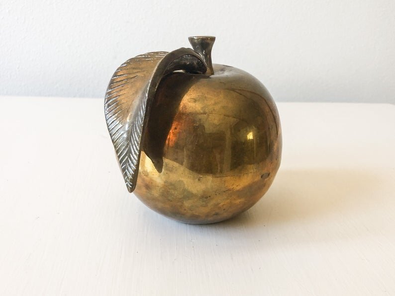 Vintage Brass Apple Paperweight, Etsy