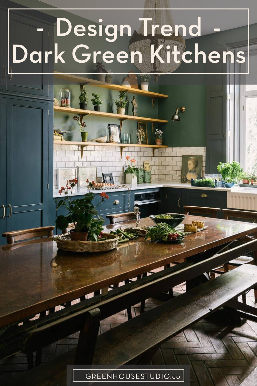 Dark Green Kitchens Kitchen Trends, What Color Cabinets Go With Dark Green Countertops