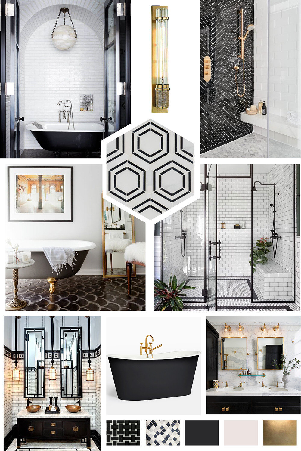 Black and white offers timeless bathroom decor