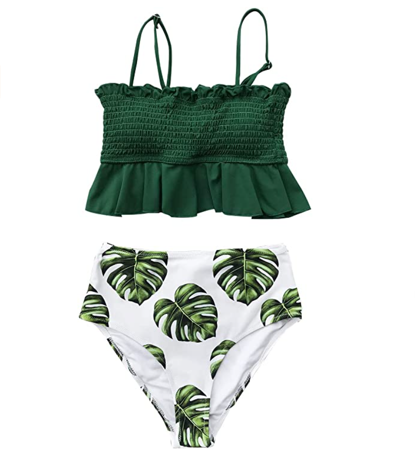 Monstera Tropical Ruffled Bikini, Amazon