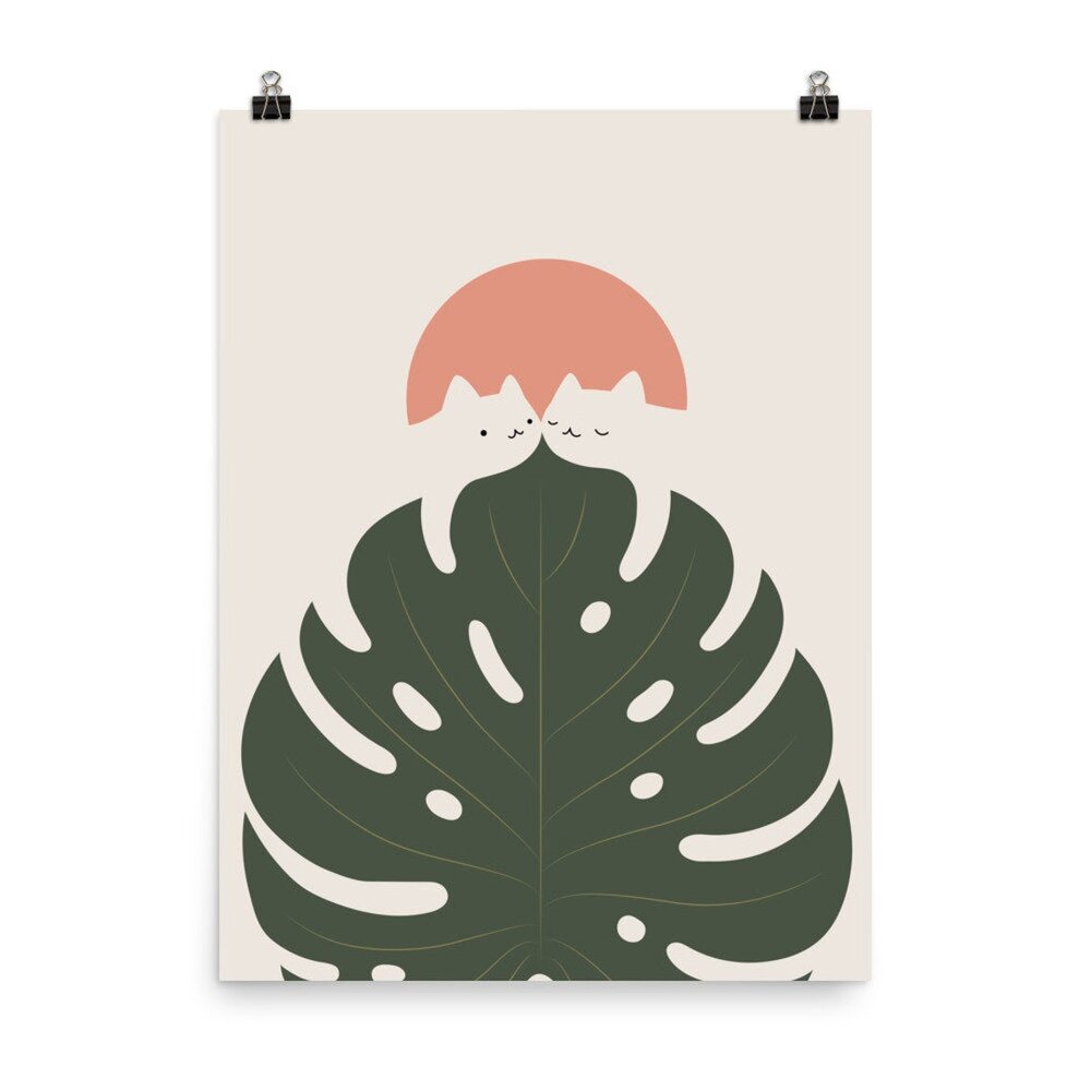 "Cat and Plant" Matte Paper Print, Etsy