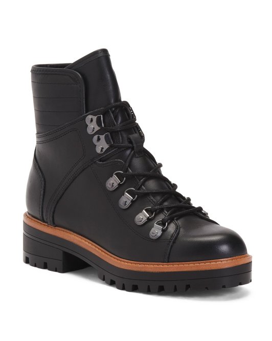 MARC FISHER Leather Lug Sole Hiker Boots