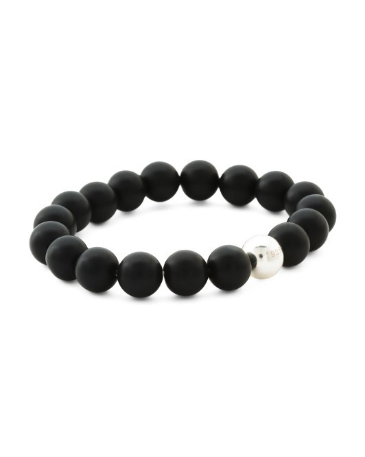 SEED &amp; SAGE Sterling Silver Black Onyx Stretch Bracelet