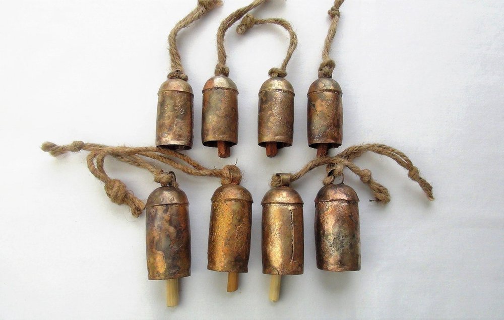 4x French Bells With Rope, Etsy