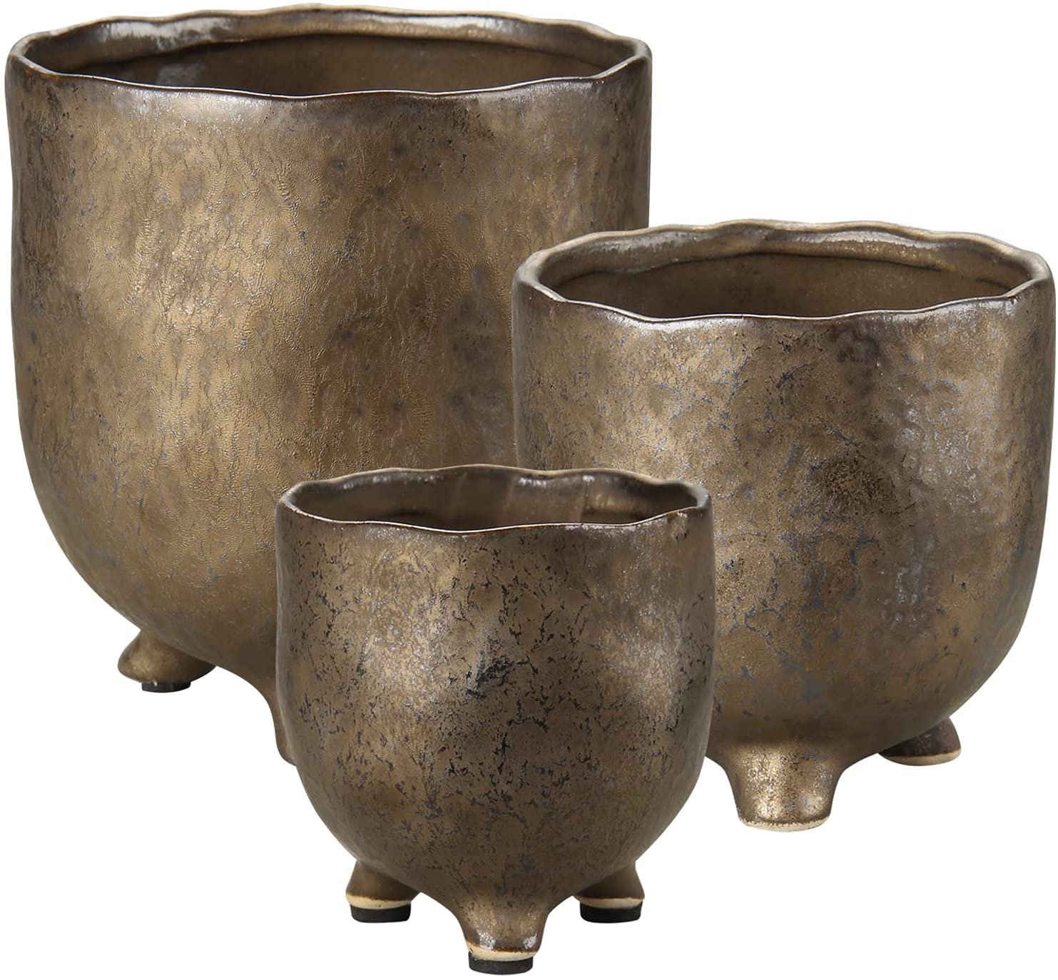 3-pk Brass Ceramic Pots, Amazon