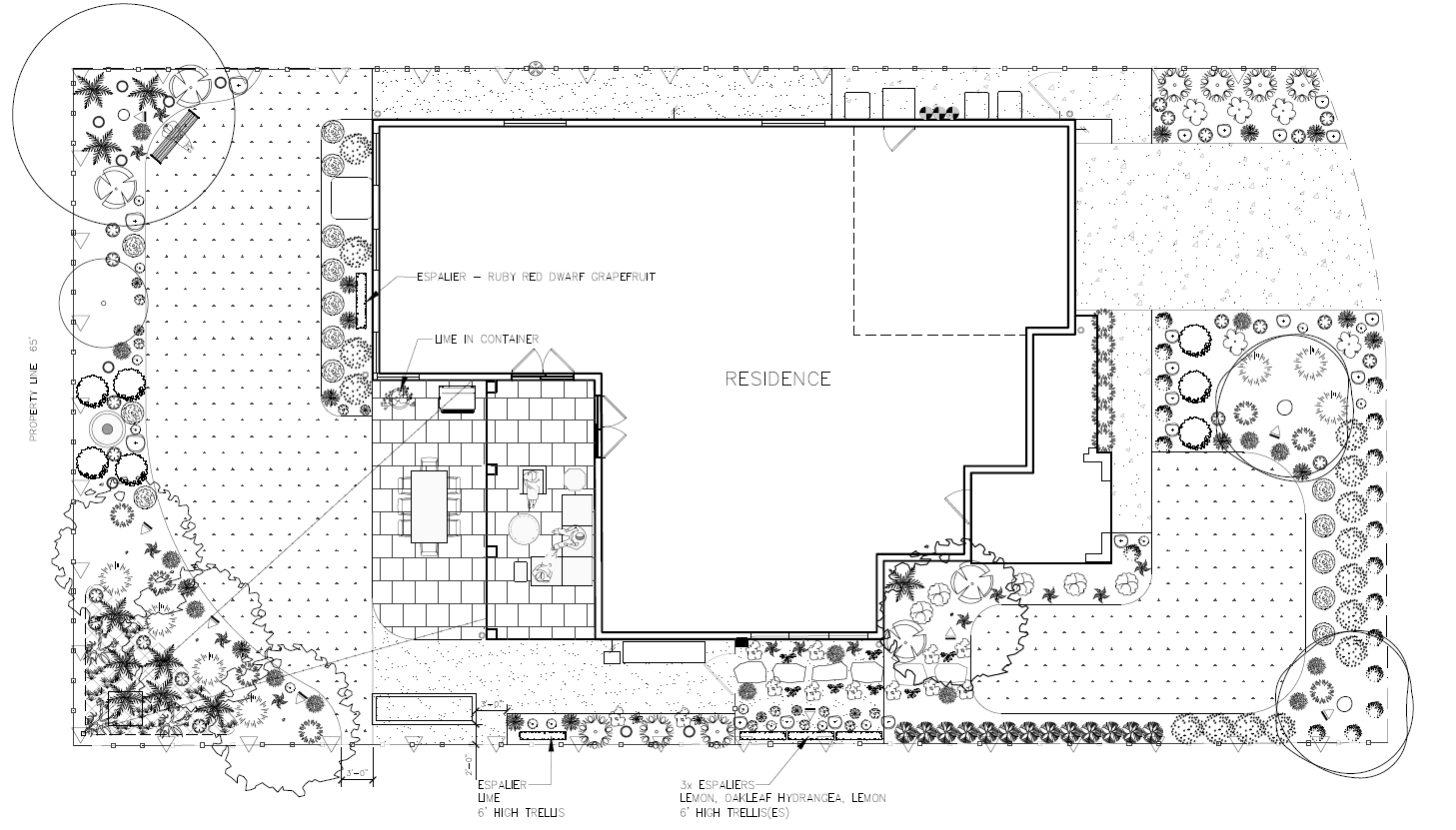 AutoCAD plan of a full residential property landscape design master plan