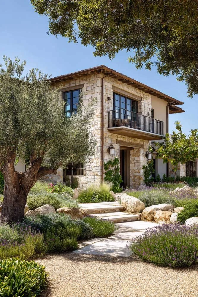 Layout of garden paths defines edges between walkways and planting areas.