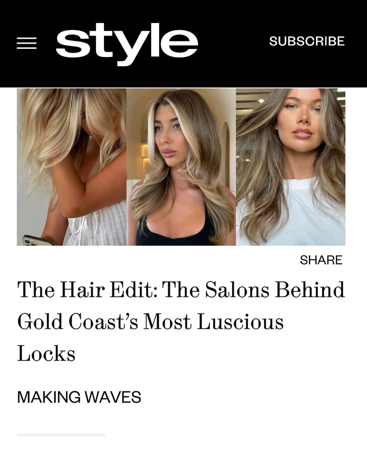 We&rsquo;ve been featured on @stylemagazines Gold Coast&rsquo;s Best Hairdressers list 🤍 Link in bio! 

#goldcoasthairdresser #hairsalon