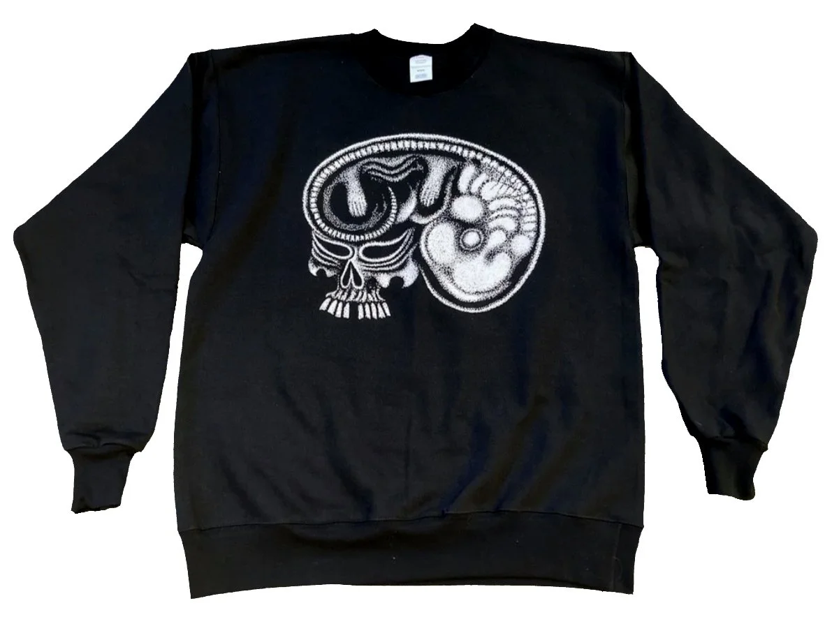 Skull Sweatshirt White on Black