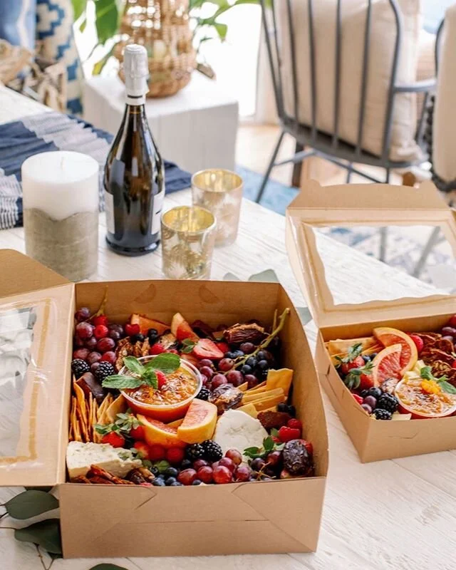 Consider this your invitation to INDULGE all five senses. The foundation of this box features an assortment of berries, grapes, and a dipping marmalade. Did we add stuffed dates with almond butter? Yup. Did we pair it with local cheeses and artisanal