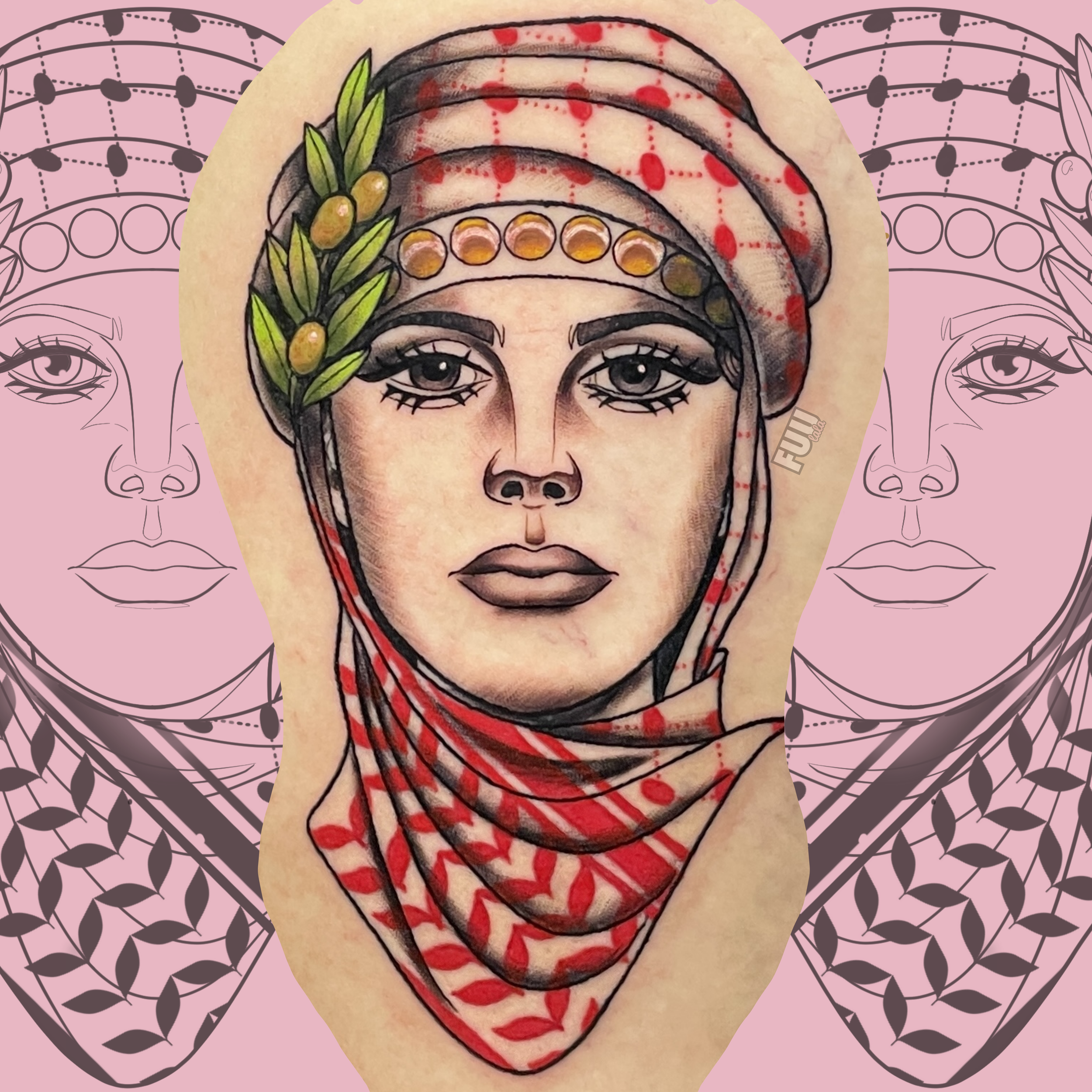 2024 - Custom, Neo Traditional Palestinian Ladyhead 