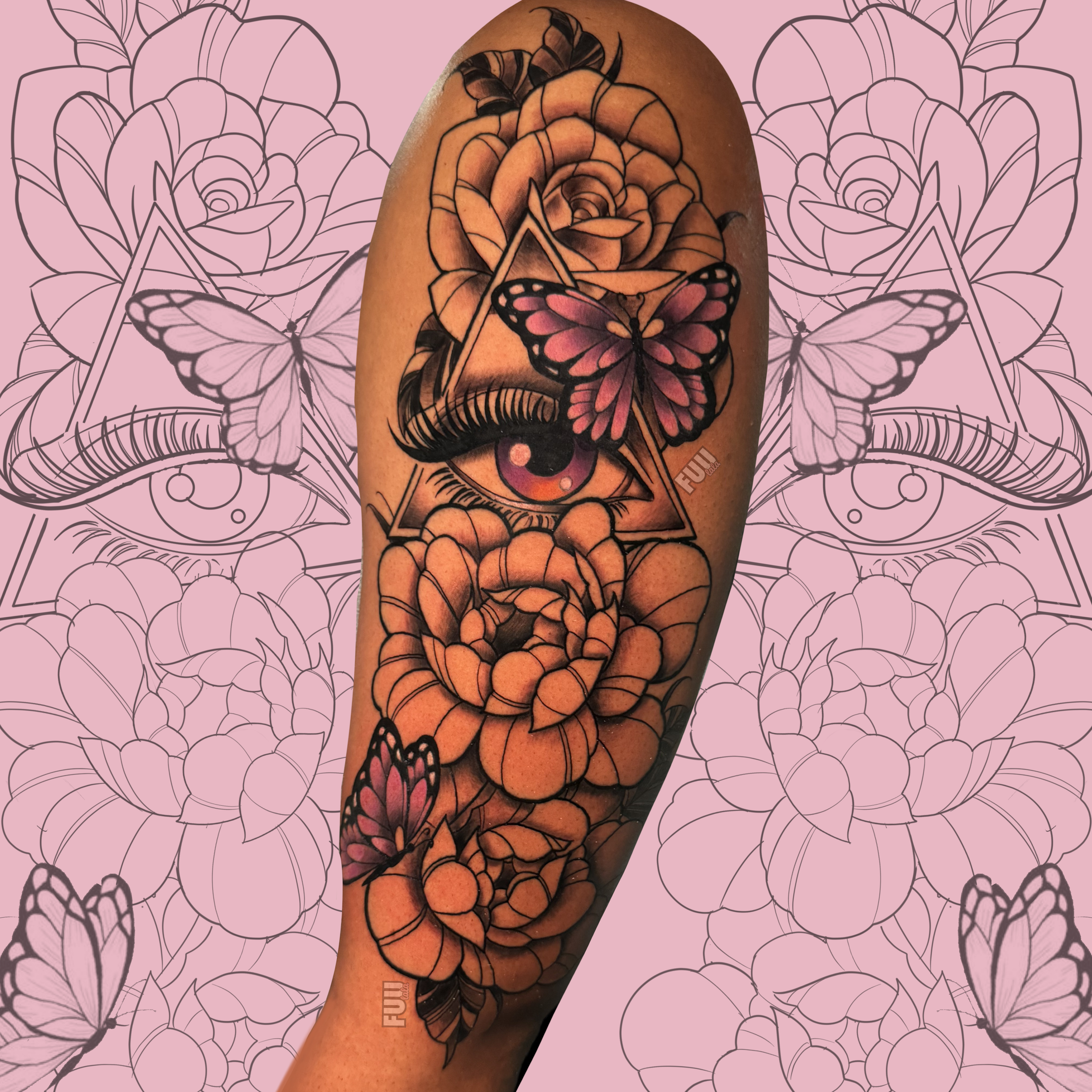 2024 - Custom, Neotraditional Floral Quarter Sleeve