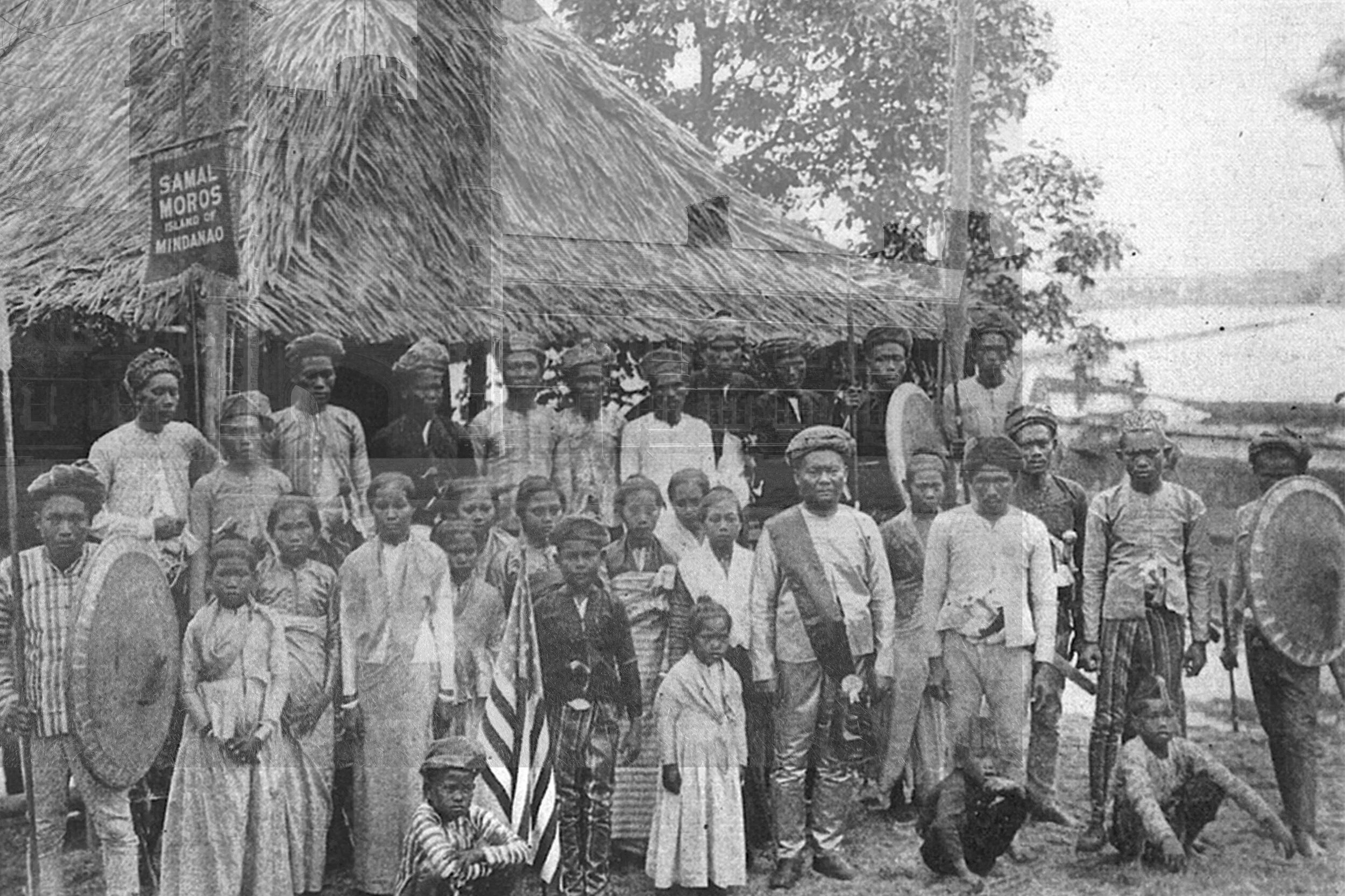 Photo by Rachel Paulk. Image from 1904 World’s Fair exhibit replicating villages on the island of Mindanao, superimposed onto modern day Washington University campus.