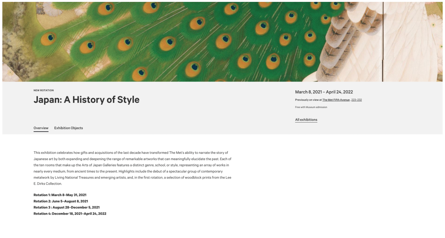 art museum exhibit webpage