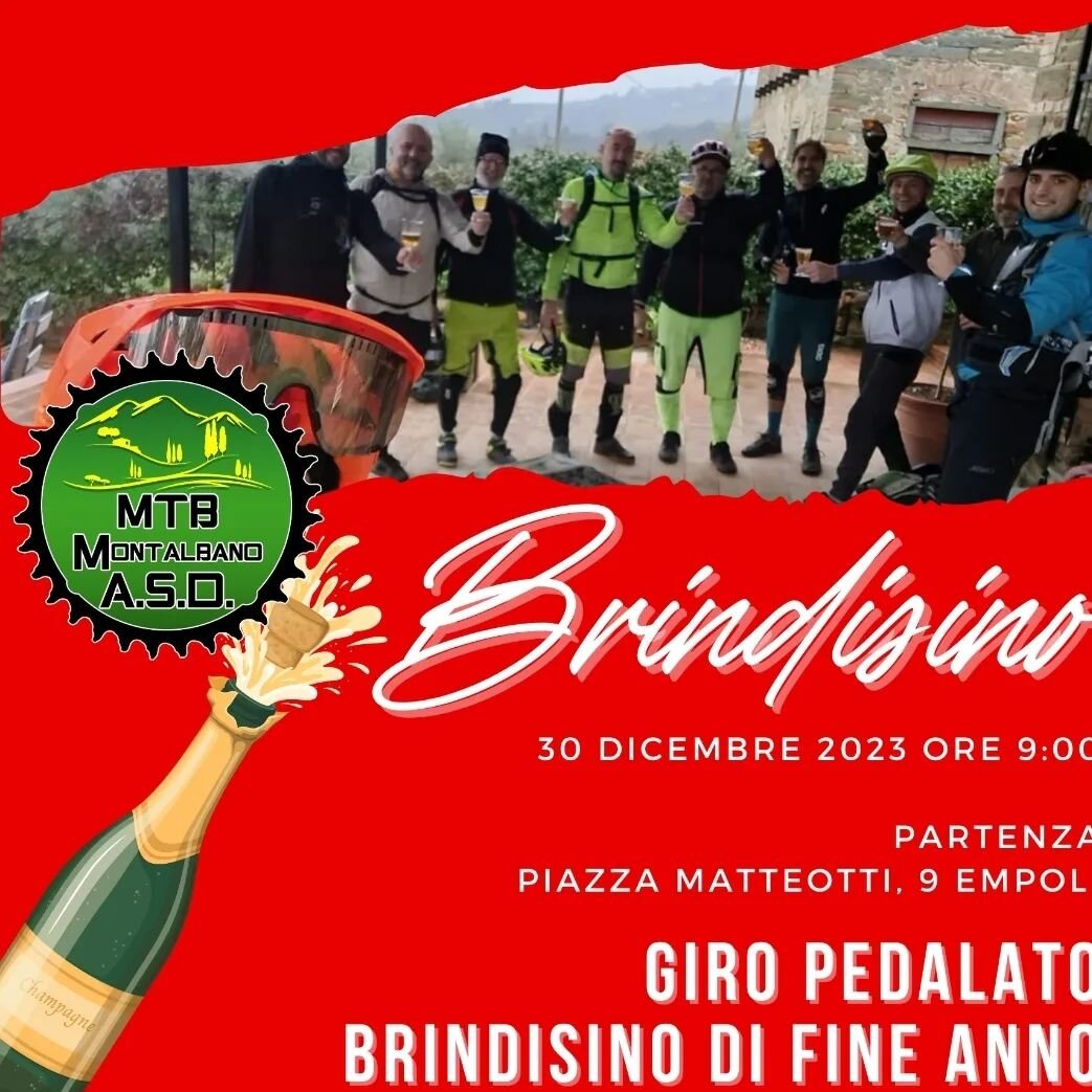 ISCRIZIONI BRINDISINO IN MTB AUGURI PER IL 2024 SABATO 30:
https://www.montalbanomtb.org/eventi-generale-2023/dicembre-sabato-30-montalbano-brindisino