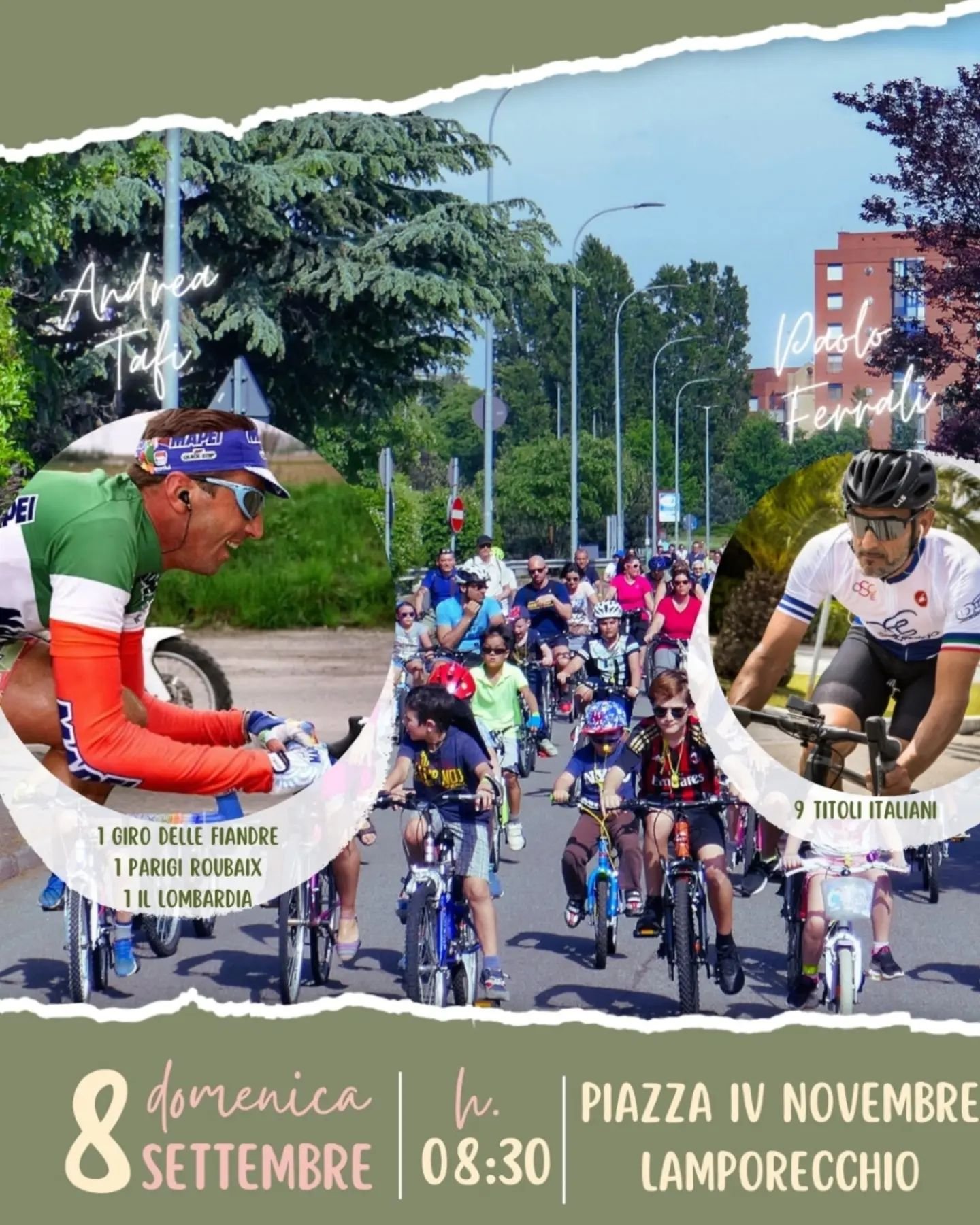 Domenica 8 settembre
Lamporecchio, il Gran premio Industria e Artigianato con un villaggio a tema e la pedalata con i campioni.
ALLE 8.30 RITROVO IN PIAZZA IV NOVEMBRE  A LAMPORECCHIO (PT)
ESPOSIZIONE BICI NUOVE DEL NEGOZIO MONTALBANO E-BIKE DI SOVIG