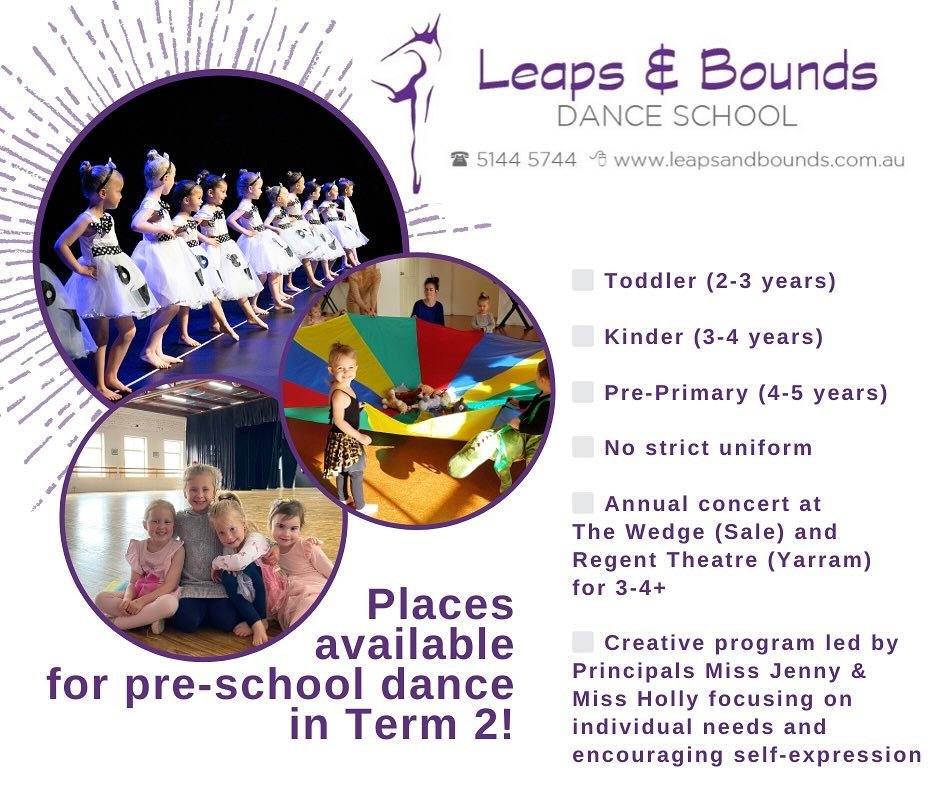 We still have places in some classes for Term 2!
Visit our website to enrol and view our range of days/times for your 2-5 year old. Dance is back next week! 💜