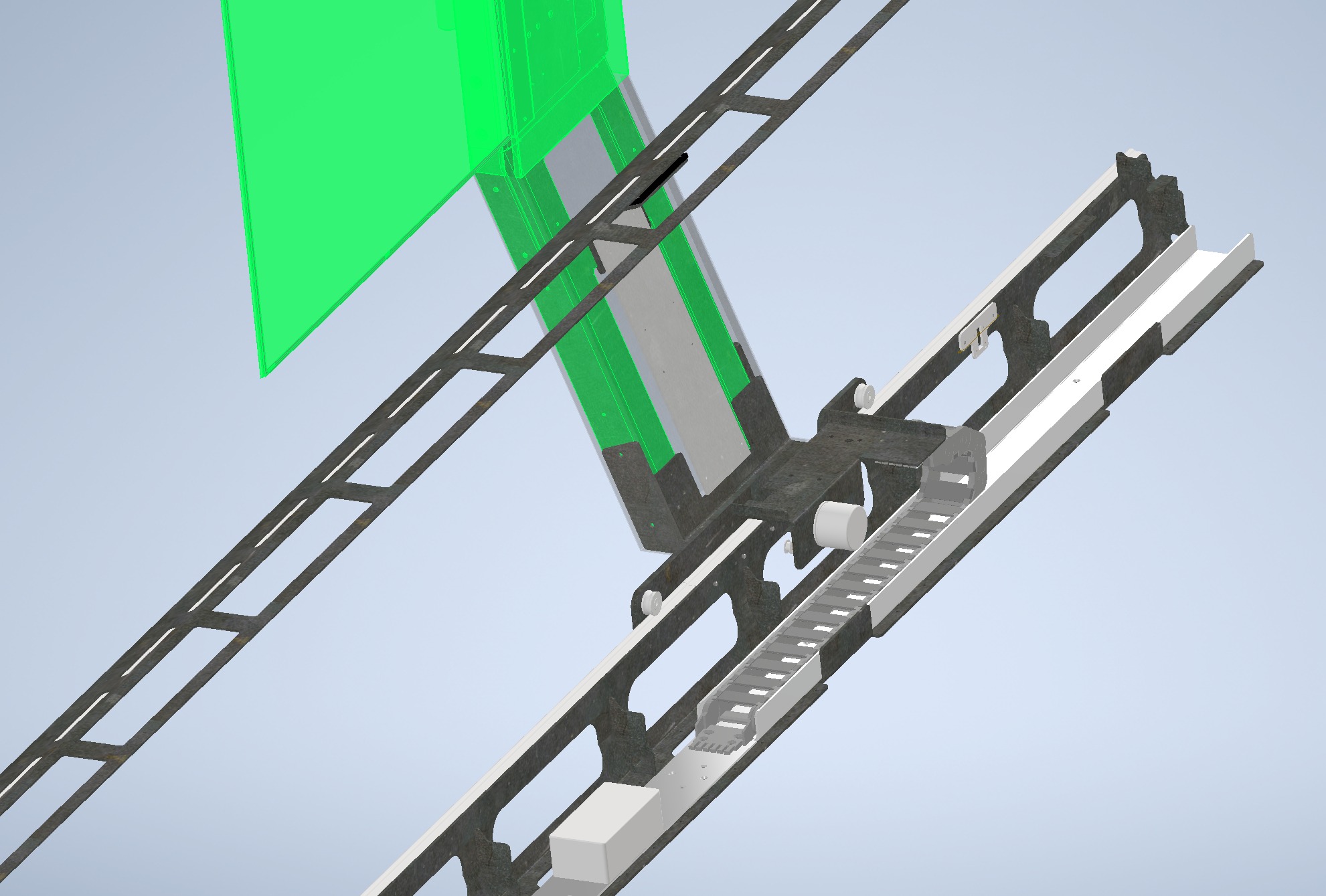 Detail eines Führungssystems für ein bewegliches Display