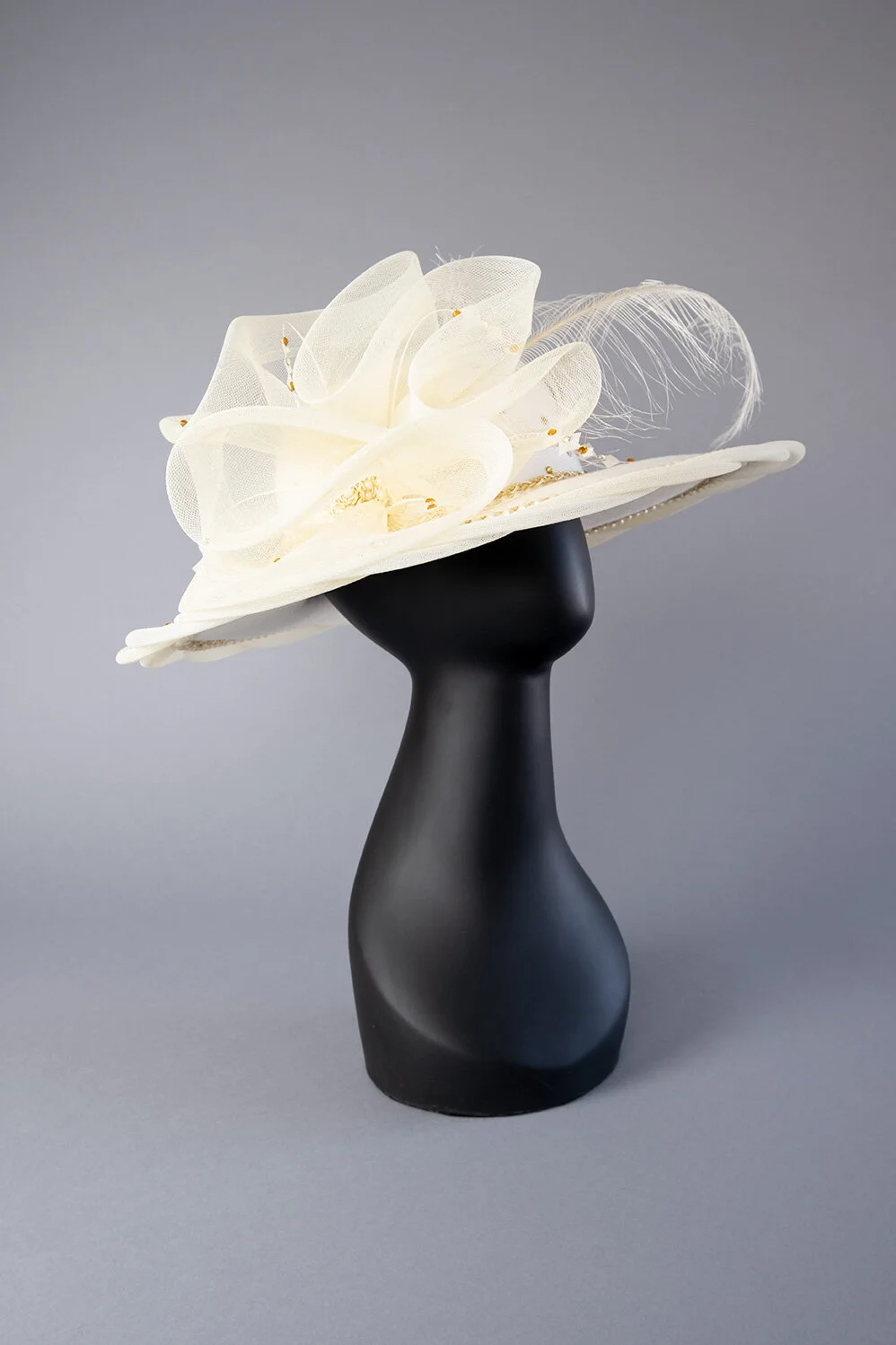 Winter White Velour Wide Brim
