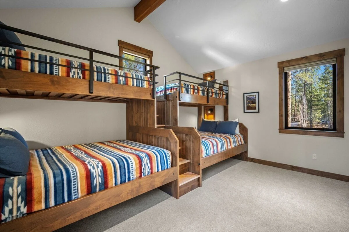 Left view of furnished custom bunk beds