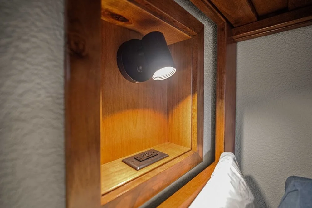 Recessed wall niche with light and power