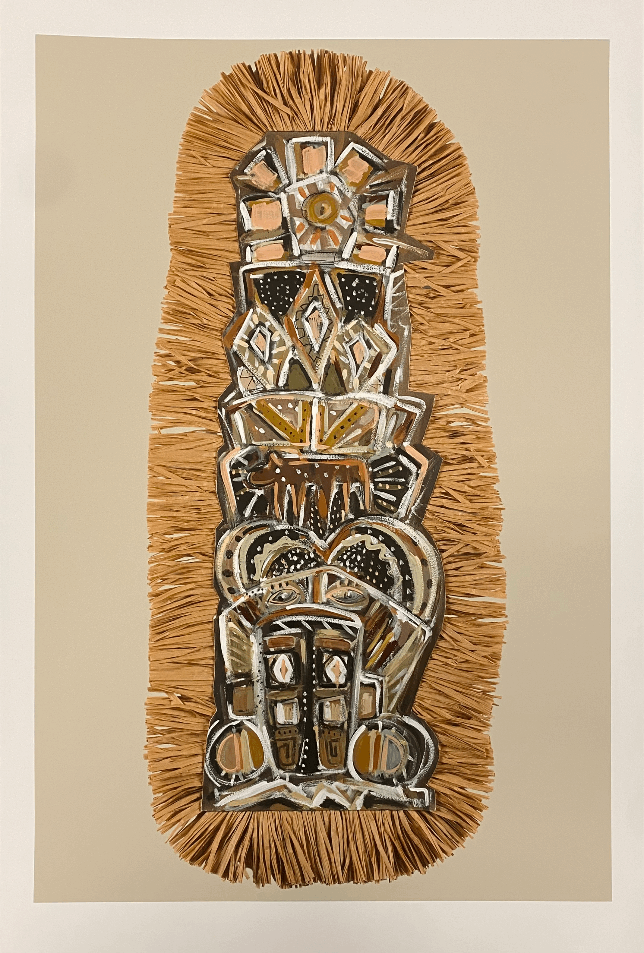 pink tribal totem print