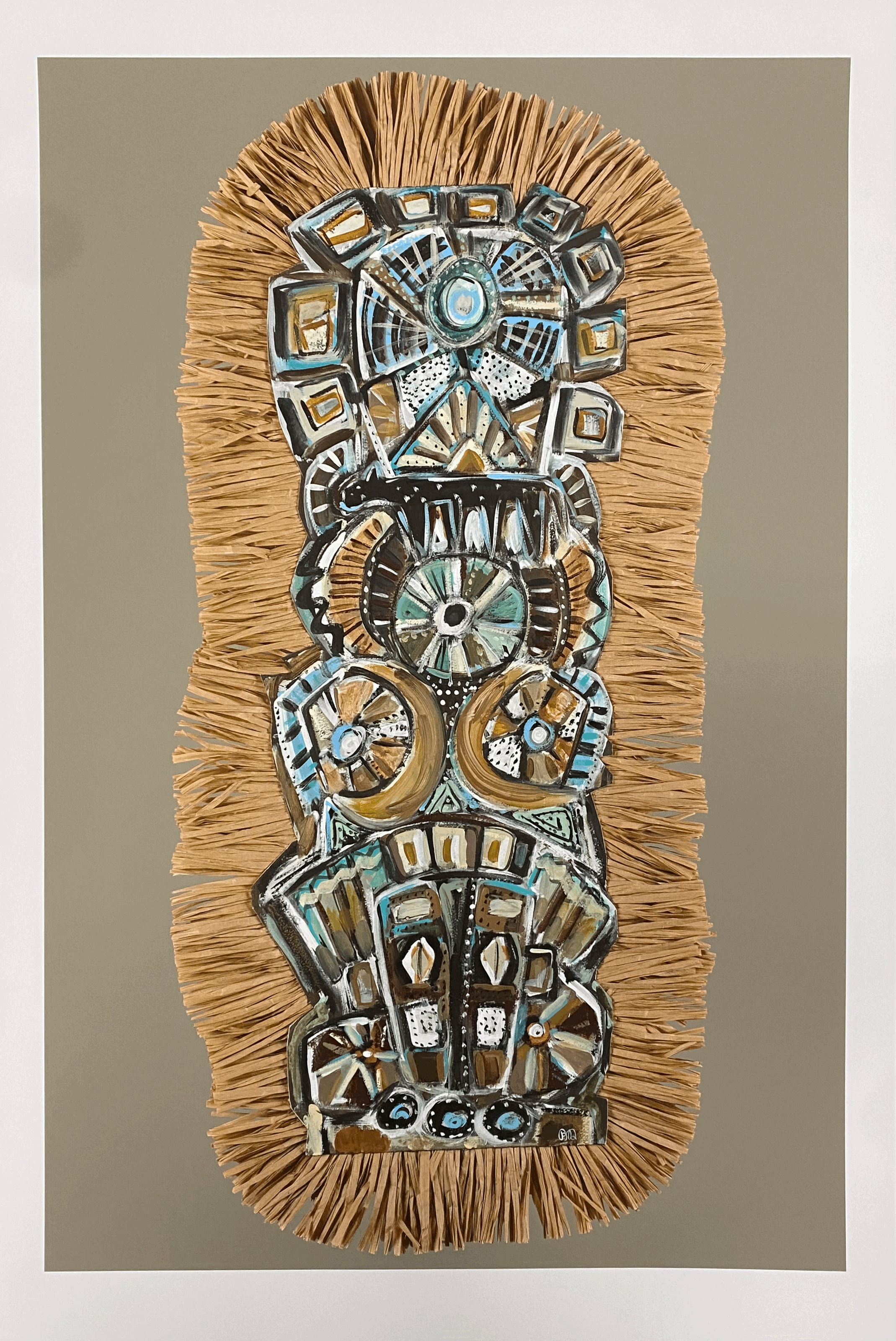 blue tribal totem print