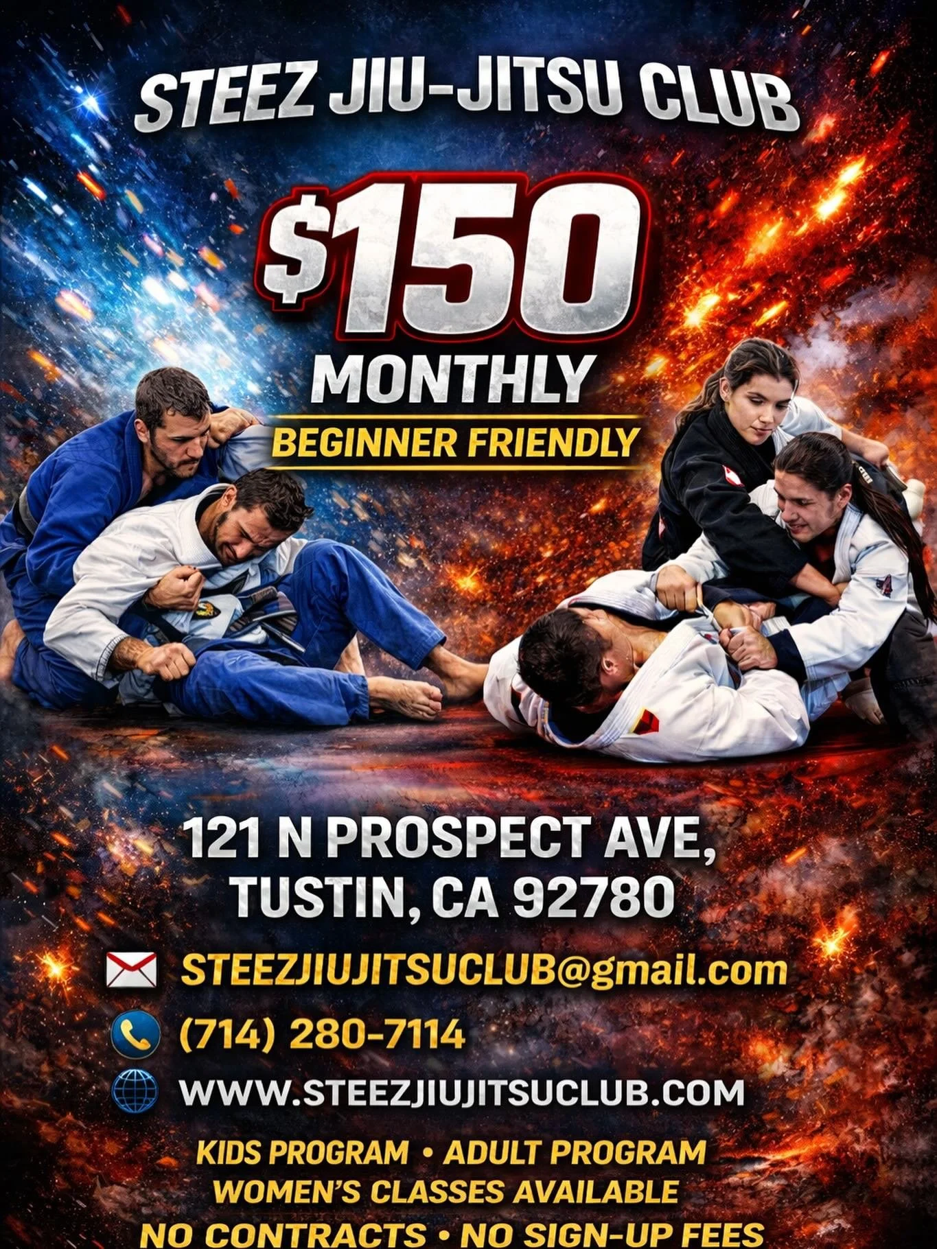 Good vibes. Solid jiu-jitsu. Strong community.

Whether you&rsquo;re brand new or looking to level up, we got you.
No ego. Just work, growth, and having fun on the mats.

$150/month
No contracts. No sign-up fees.

🚨COME TRY A FREE CLASS🚨

Claim you