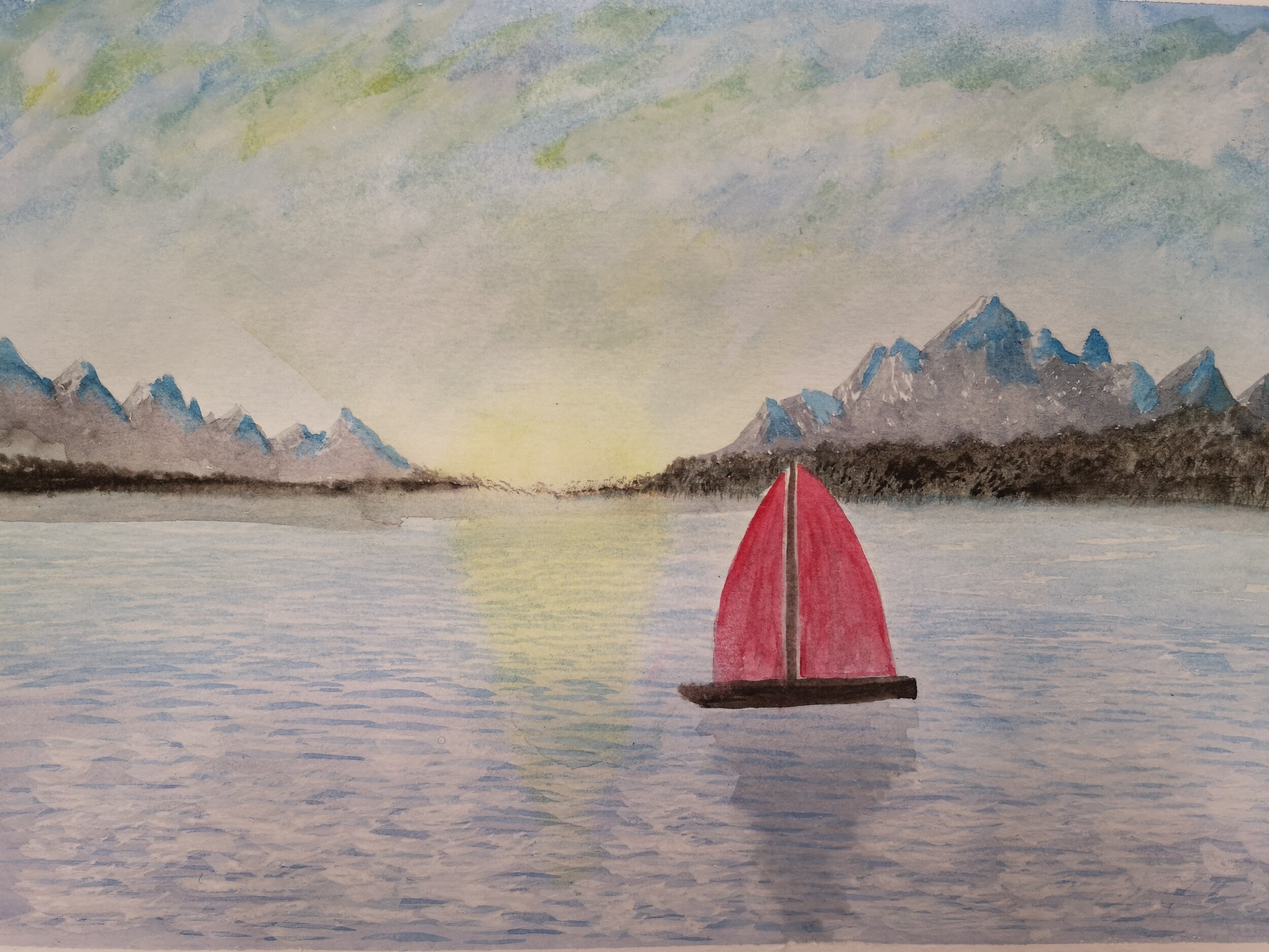 Boating - Original water colour painting of a seascape