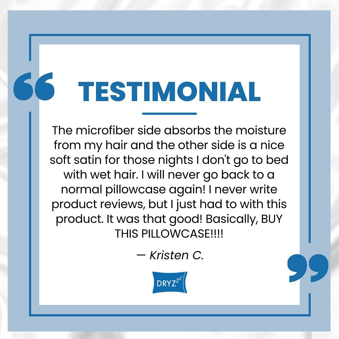 Have you heard what happy customers are saying about the DryZzz pillowcase? 🙌 Check out the complete Amazon review below:
 
&ldquo;𝘛𝘩𝘪𝘴 𝘤𝘰𝘮𝘱𝘢𝘯𝘺 𝘪𝘴 𝘢𝘣𝘴𝘰𝘭𝘶𝘵𝘦𝘭𝘺 𝘢𝘮𝘢𝘻𝘪𝘯𝘨 𝘢𝘯𝘥 𝘵𝘩𝘦 𝘱𝘪𝘭𝘭𝘰𝘸𝘤𝘢𝘴𝘦 𝘪𝘴 𝘨𝘦𝘯𝘪𝘶𝘴!