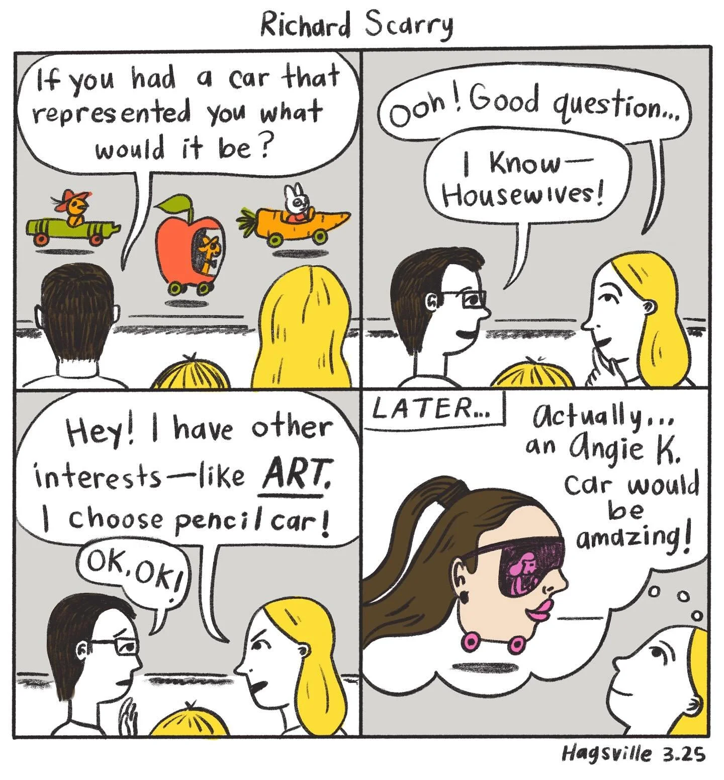 I hate the idea of sharing my art for free to create ad revenue for losers, and have considered 💨 this app all together. Yet I still occasionally make comics and want to share them, so enjoy 👋 #rhoslc #angiekatsanevas #richardscarry #parentingcomic