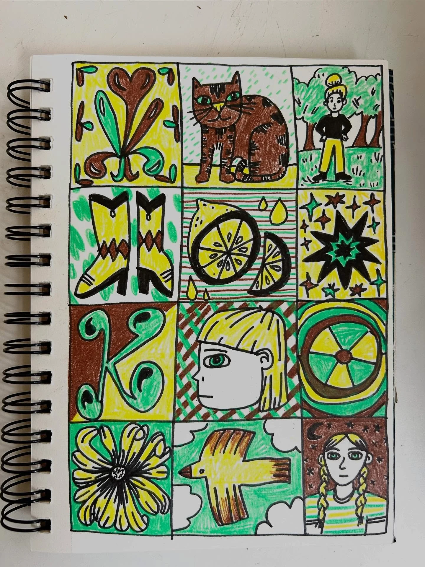 When I don&rsquo;t know what to draw it can be helpful to draw a grid. Then I don&rsquo;t have a blank page, I have some squares to fill in! #sketchbook #sketchbookartist #sketchbookprompts