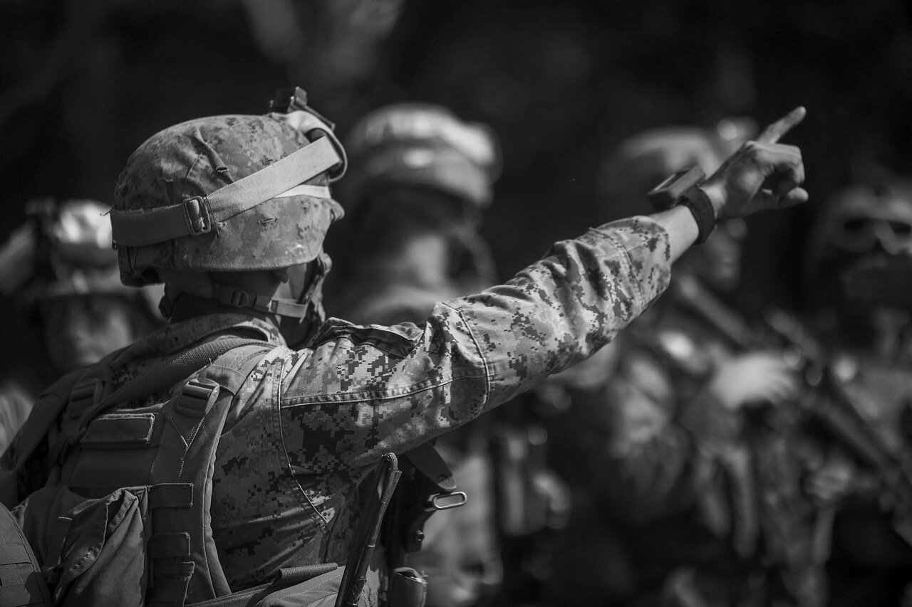 Marines pointing B&W.jpeg
