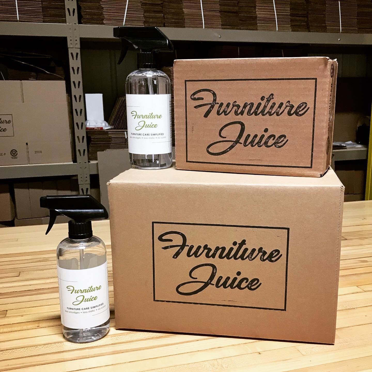 Packaging some Furniture Juice!  Our 1-2 pack shipping boxes and cases of 12.  #furniturecare #furniturecleaning #newproduct #furniturejuice www.niemeyerproducts.com