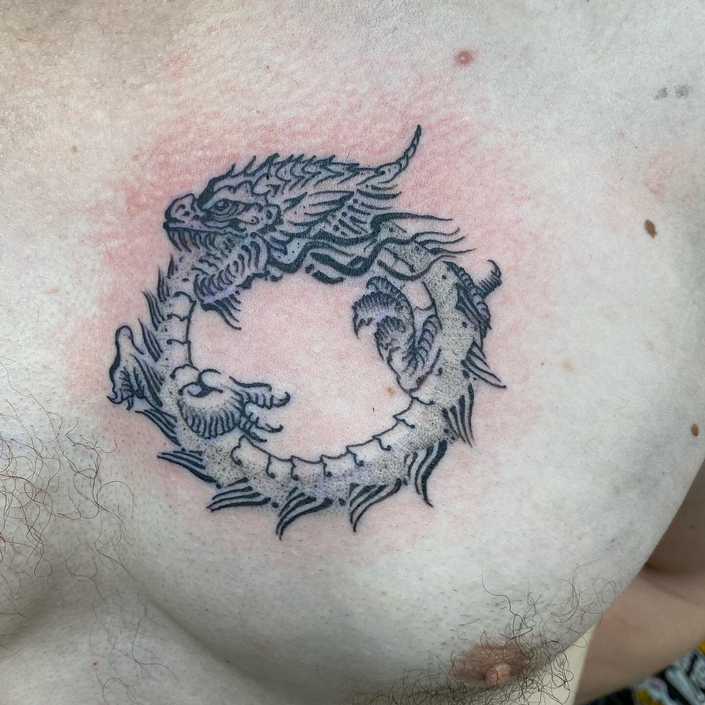 Ouroboros 🐲 done by 
@tachetattoos 

Email or call to book 
flyingdutchmantattoos635@gmail.com 
484-373-4457 
☠️
Or stop in and chat in person we are open 7days a week 
Mon-Fri 12pm-8pm 
Sat-Sun 12pm-6pm