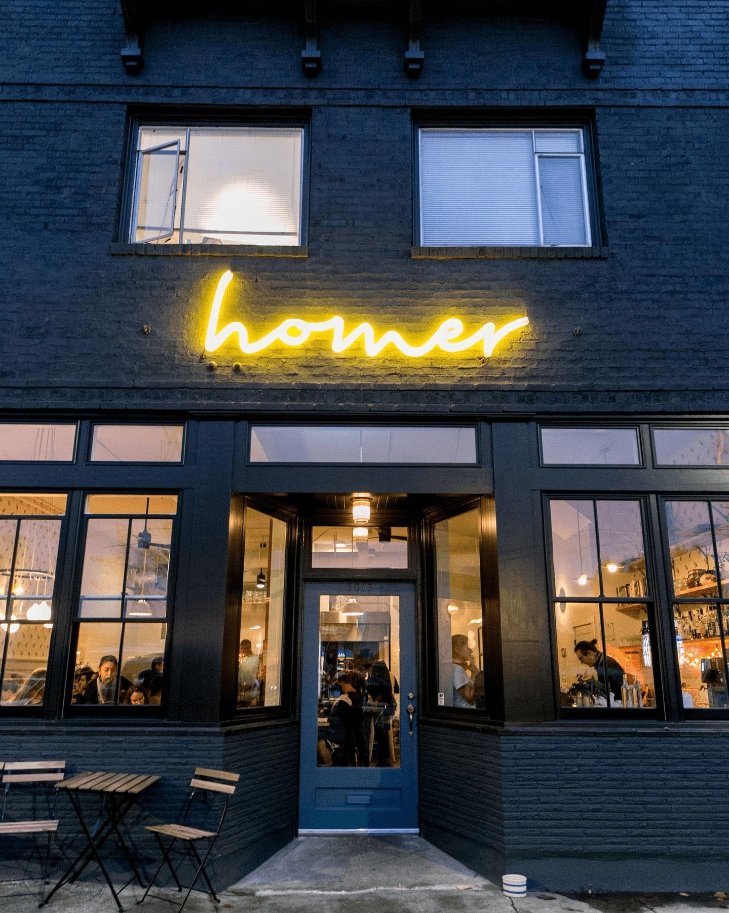 The Homer neon &ndash; shining bright along Beacon Ave. ✨ And a little walk down memory lane....Logan @theporcchopexpress may or may not have shed some happy tears when the sign turned on for the first time 🥹 ✨️ 

So grateful to @nobleneonstudio for