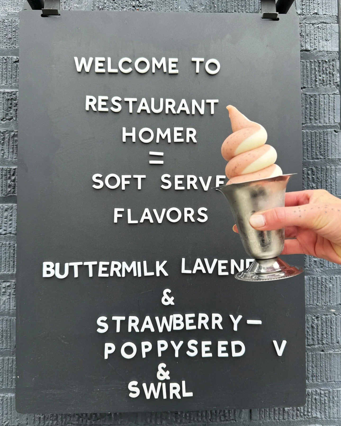 Today's the perfect day to try our new swirl! 

 Lavender-Buttermilk (d)
 &amp;
 Strawberry-Poppyseed (v)

Keep an 👀  out...new sundae toppings coming soon!