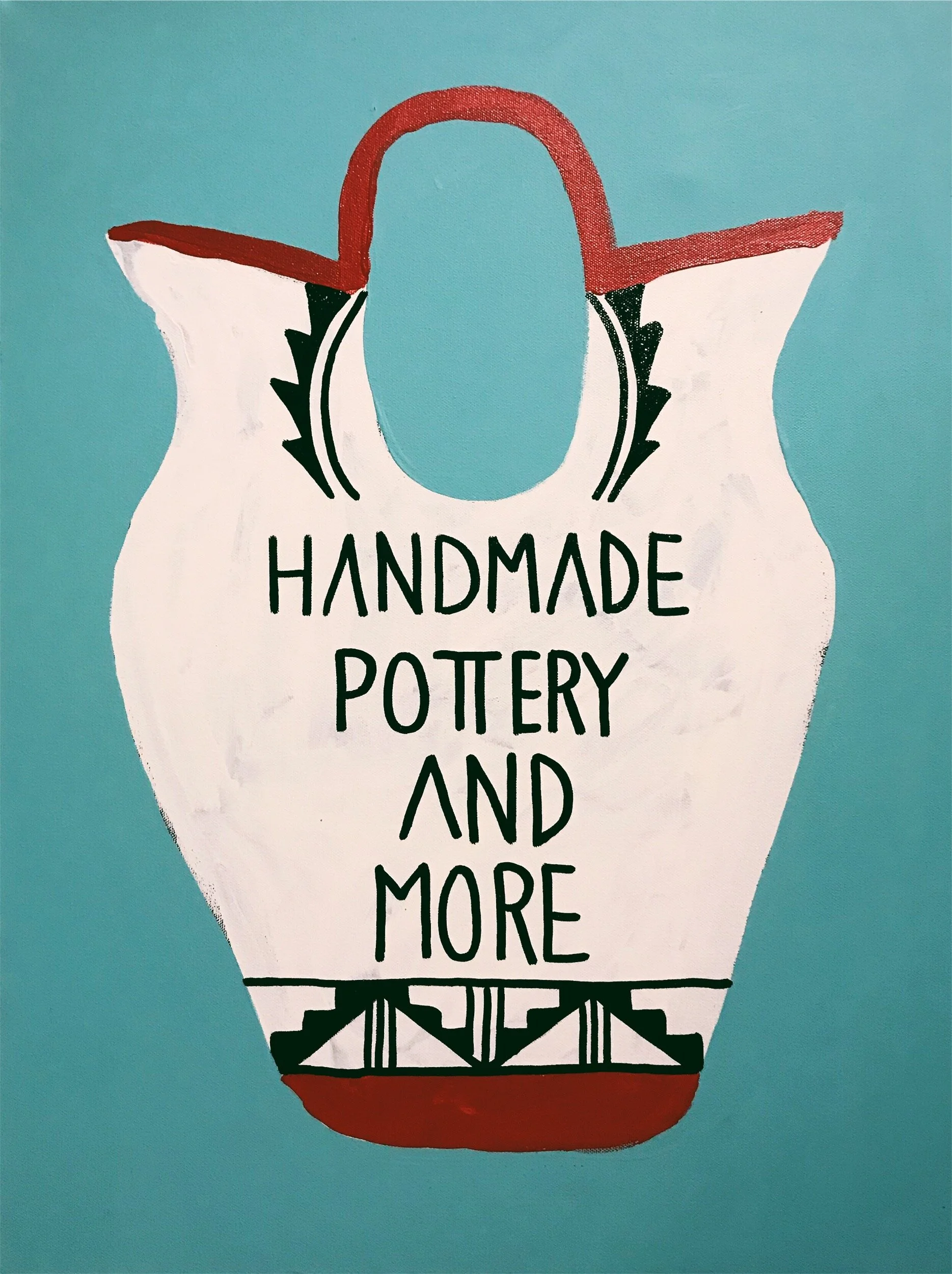 Jemez Pottery Sign Painting by Jaque Fragua