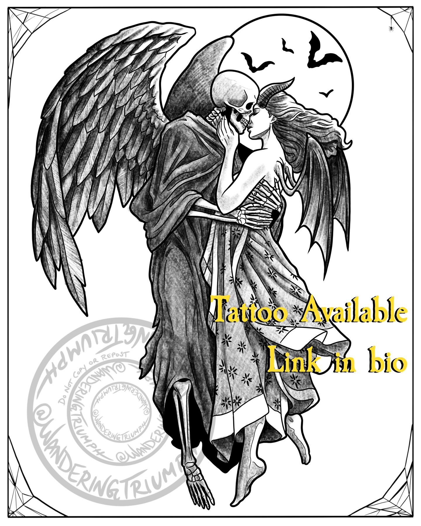 TATTOO AVAILABLE - Link in bio to claim! 

Immaculate vibes are on offer with this magical piece! It&rsquo;s mocked up in black and grey but if you have color in mind for the gown and figure, I&rsquo;m happy to explore that option too!

It&rsquo;d lo
