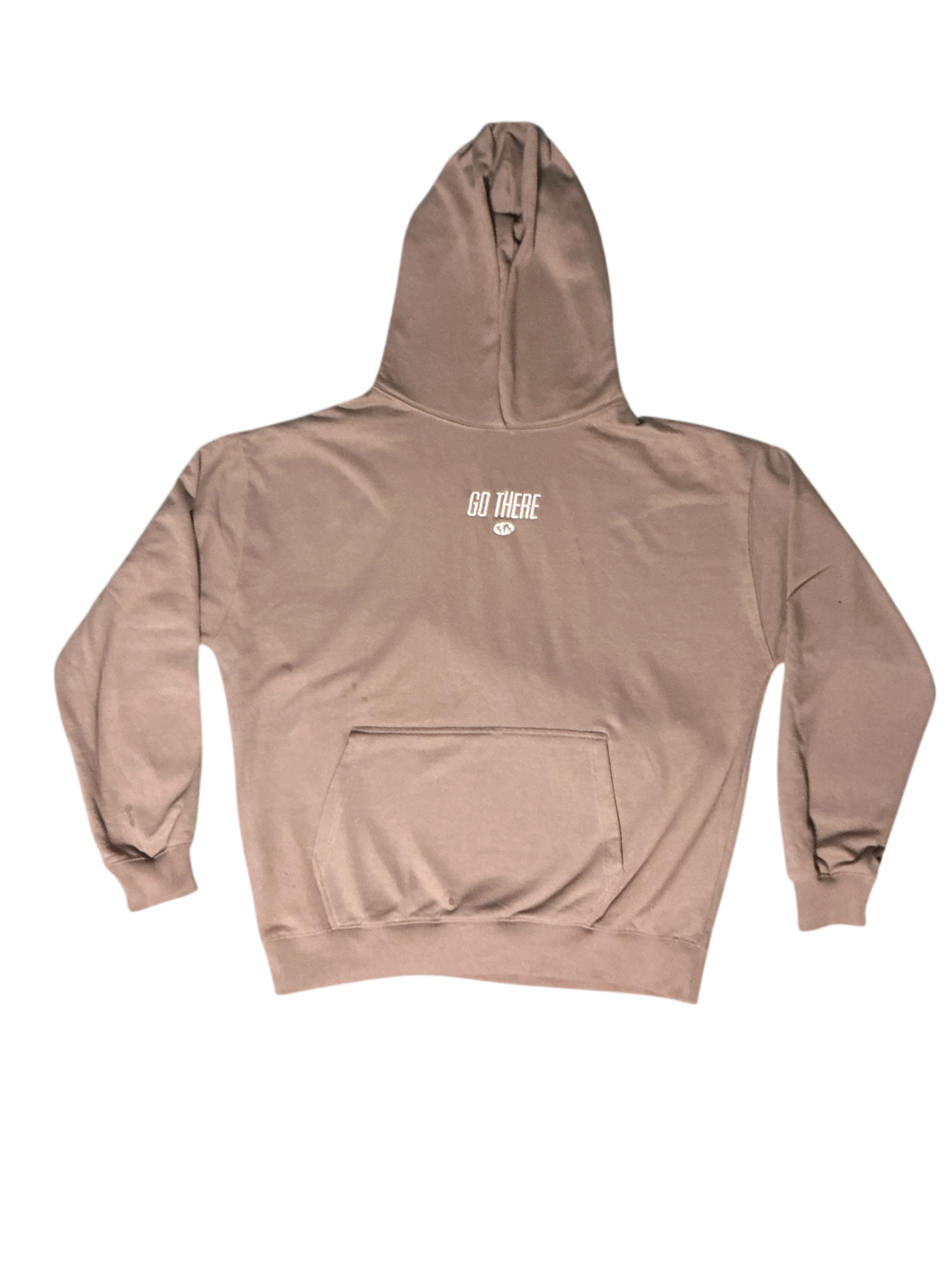 "Go There" Soft Heavyweight Embroidered Hoodie-Tan