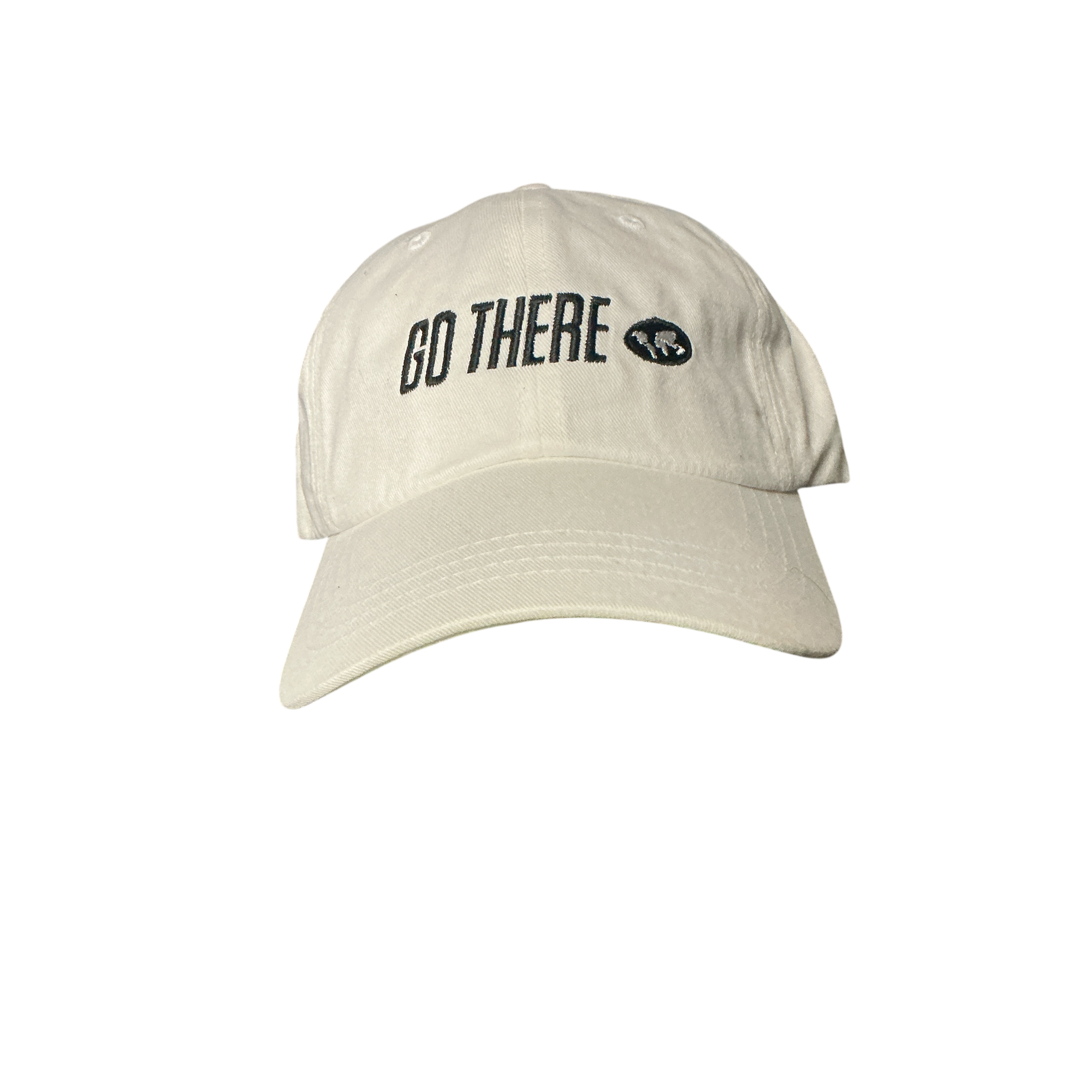 GO THERE Embroidered Cotton Cap-White