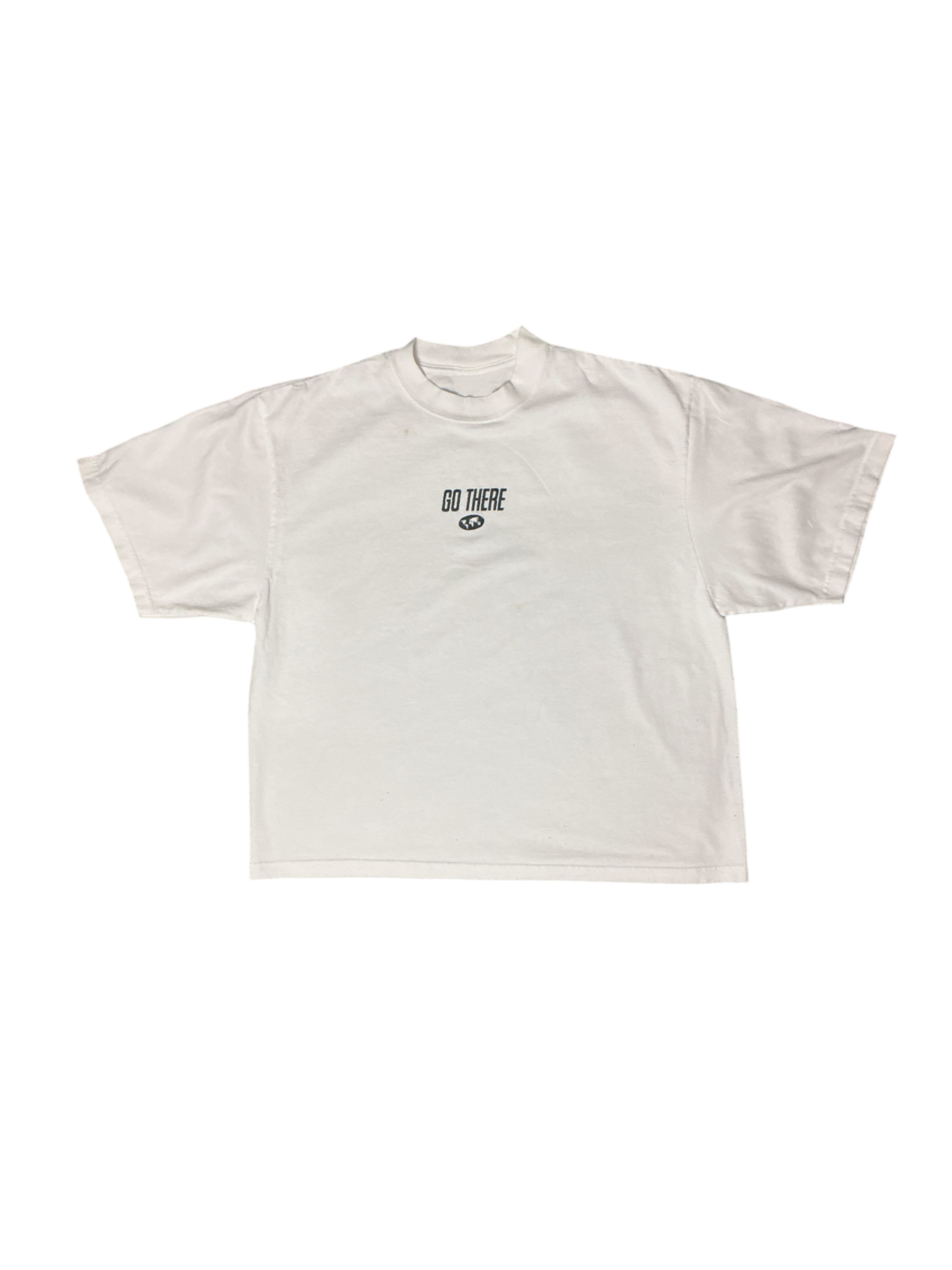 "Go There" Oversized Cropped Tee-White