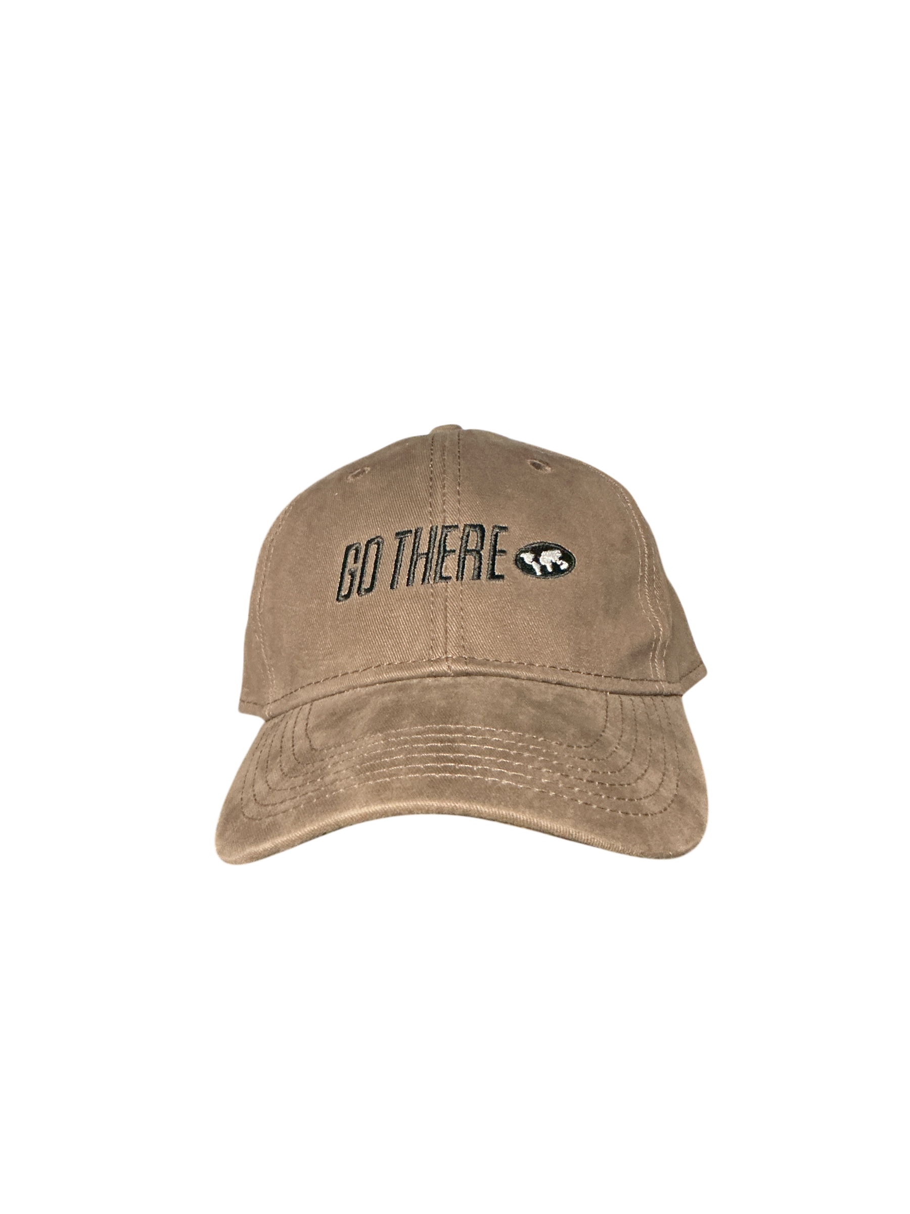 GO THERE Embroidered Cotton Cap-Brown