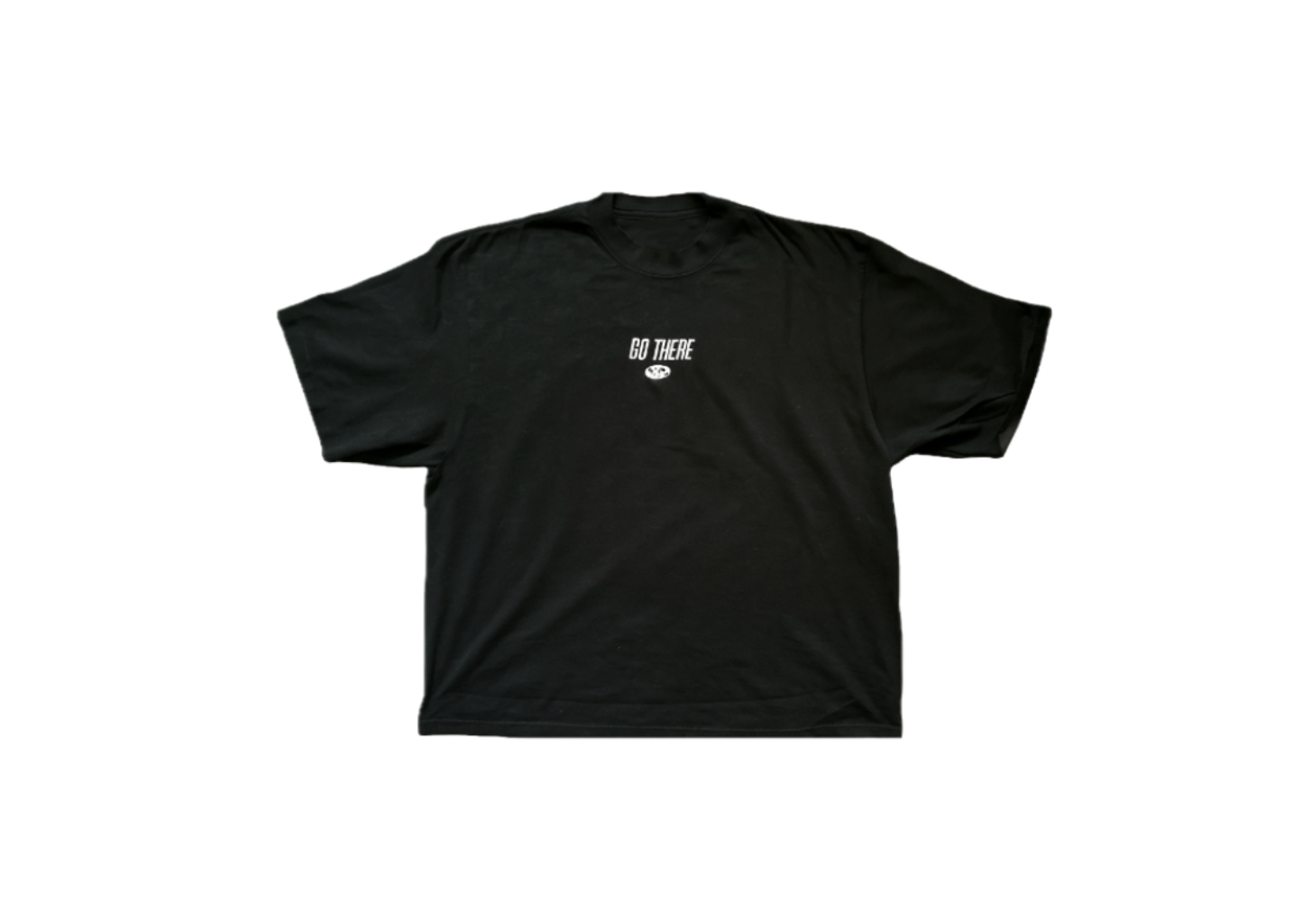 "Go There" Oversized Cropped Tee-Black