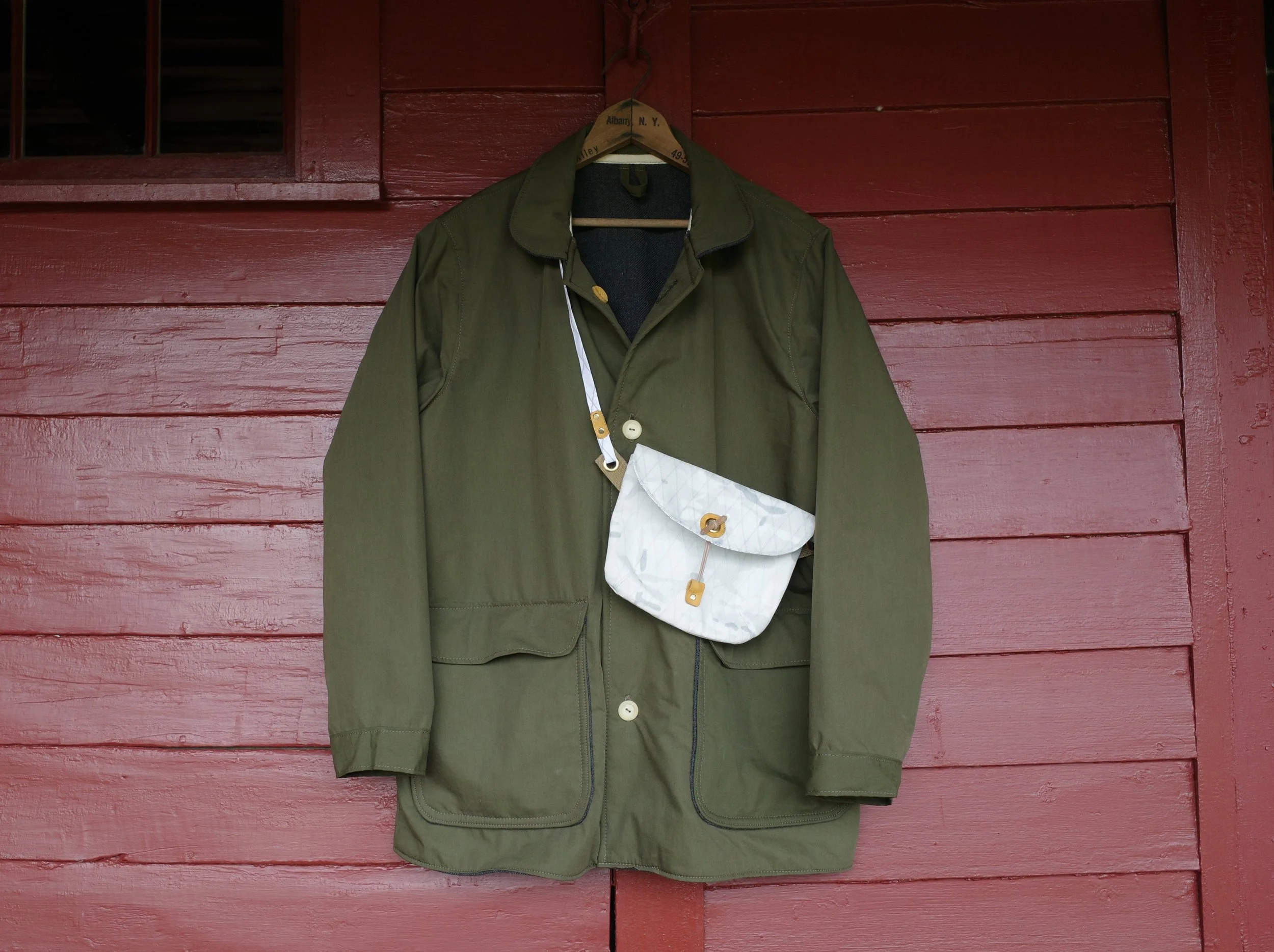  Nessmuk Jacket and Bait Bag, 2025.   Made during my artist’s residency at The Adirondack Museum, Blue Mountain Lake, NY.  