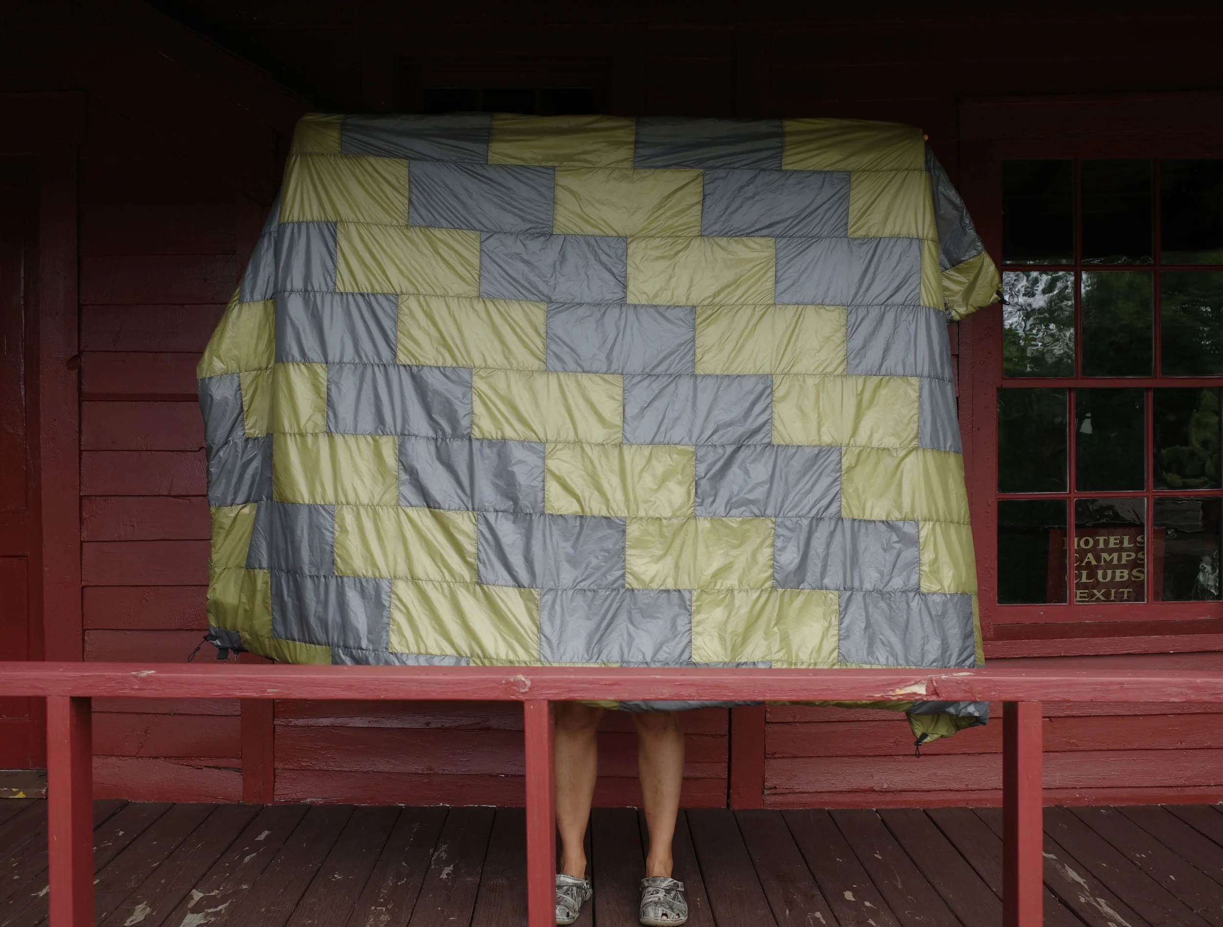  Tumbling Block Backpacking Quilt, 2025.   Made during my artist’s residency at The Adirondack Museum, and now in their permanent collection.  